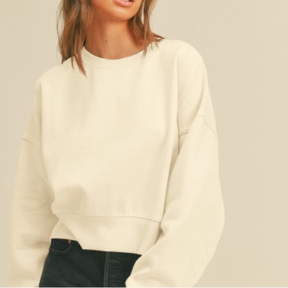 Off White Cropped Essential Sweatshirt
